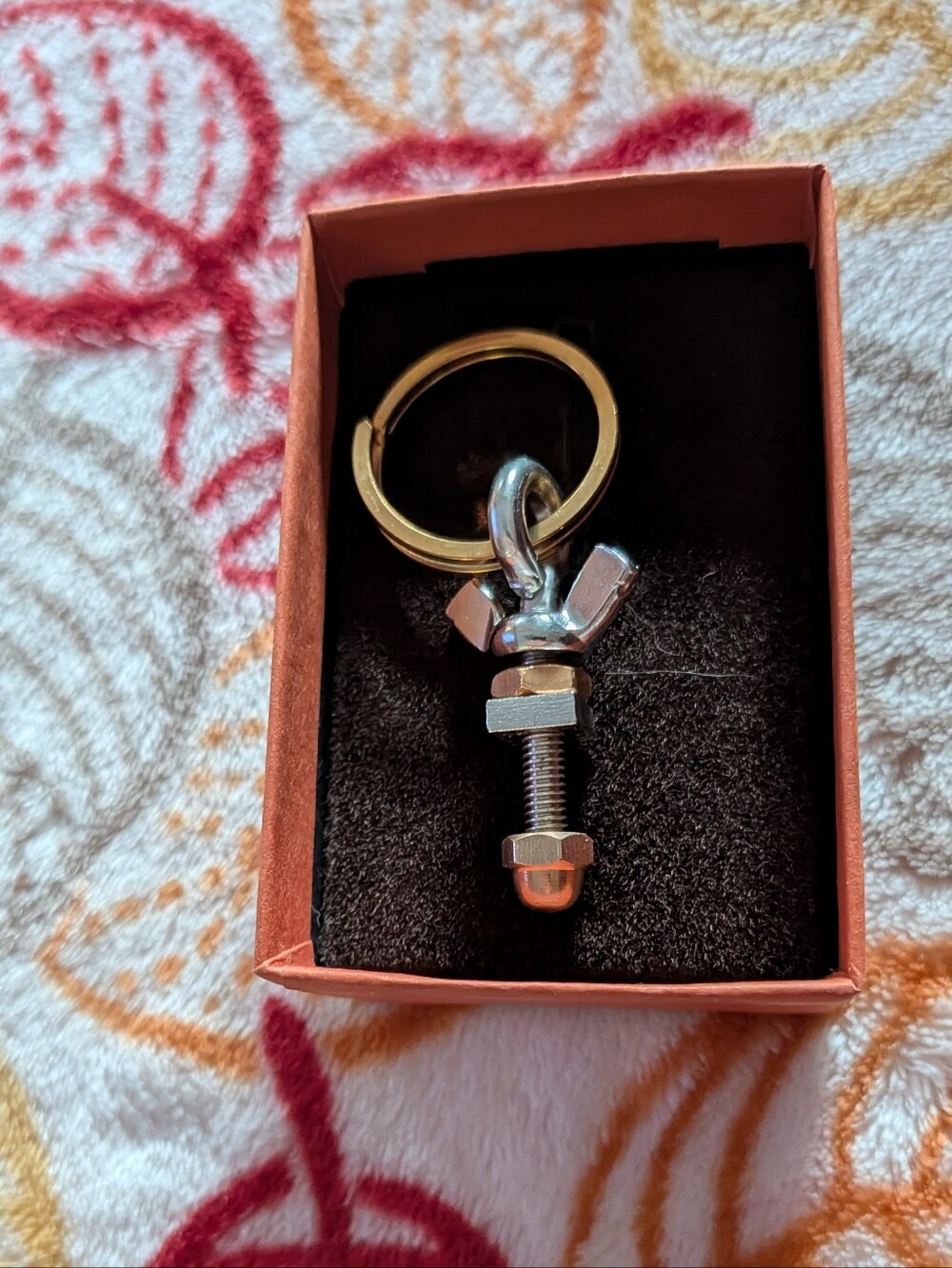 Im nuts about you Silver and Gold Hardware Bolt Keychain - Men Accessories